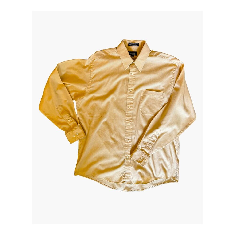 Enro Shirt Mens Size 16 34-35 Beige Long Sleeve Cotton Blend Retro Vintage 1990s